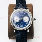 (GZF) 1:1 Quality Cartier Watch Copy Ronde De Cartier Blue Dial Chronograph Watch 40mm